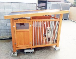 屋外サークルと小屋を1つの屋根の下に収めました。 サークル小屋一体型